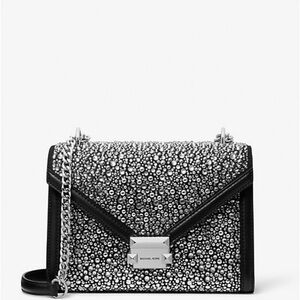 Michael Kors Black Embellished Whitney Satchel/Crossbody Bag